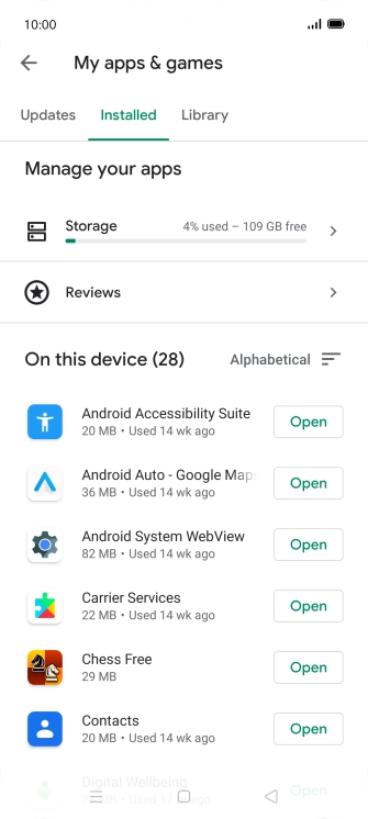 Press the required app.
