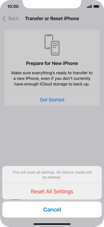 Press Reset All Settings.