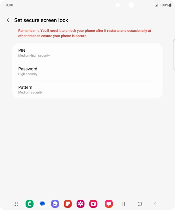 Press the required phone lock code and follow the instructions on the screen to create an additional phone lock code.