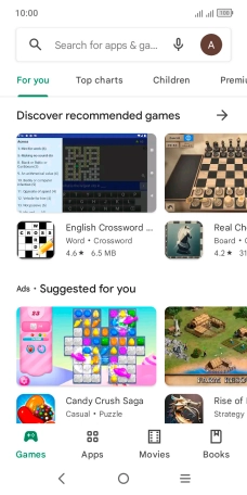Press the search field.