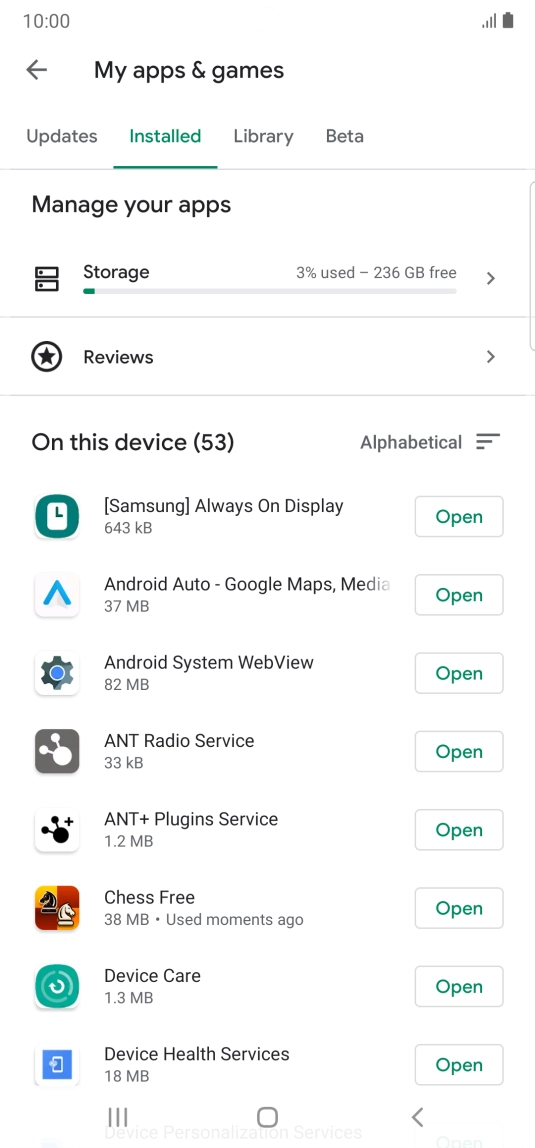 Press the required app.