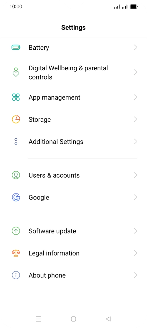 Press Software update. If a new software version is available, it's displayed. Follow the instructions on the screen to update the phone software.