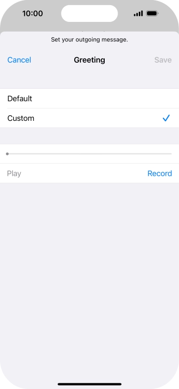Press Record to start recording a personal greeting.