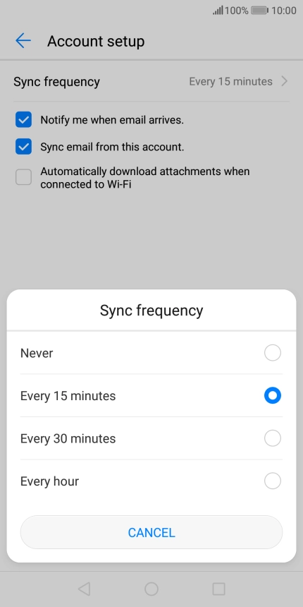 Press the required setting.