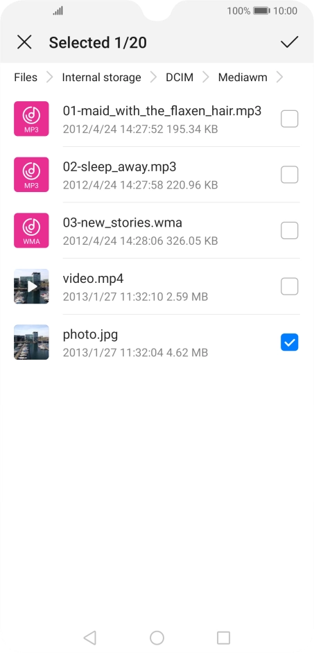 Press the confirm icon.