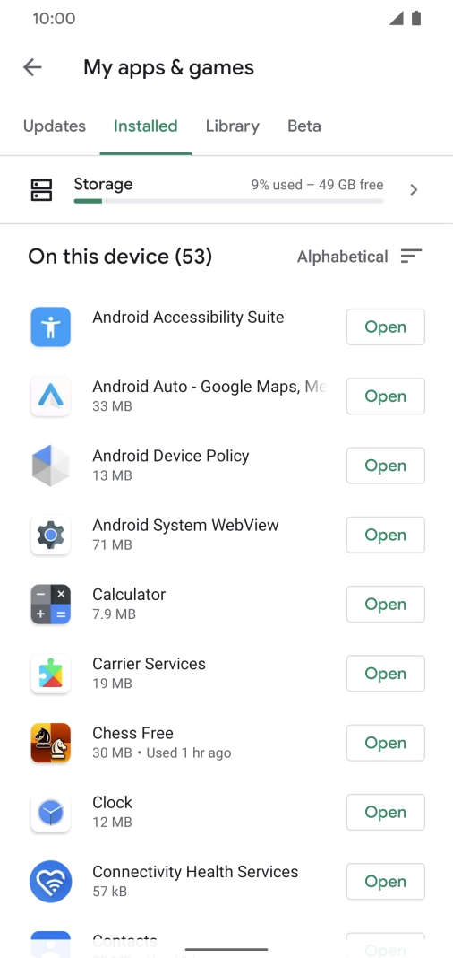 Press the required app.