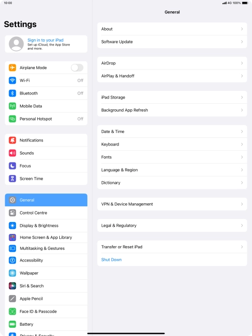 Press Sign in to your iPad.