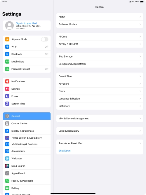 Press Sign in to your iPad.