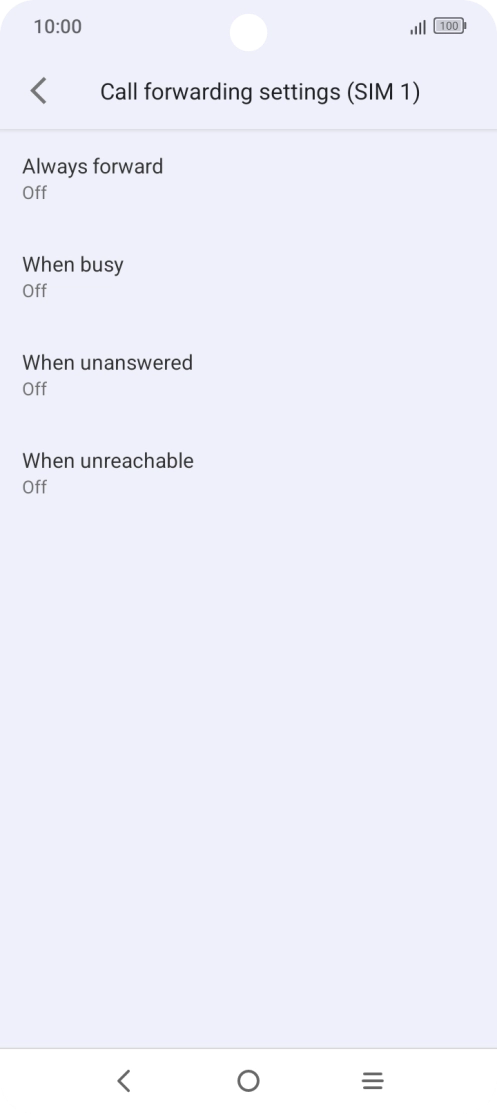 Press the required divert type.