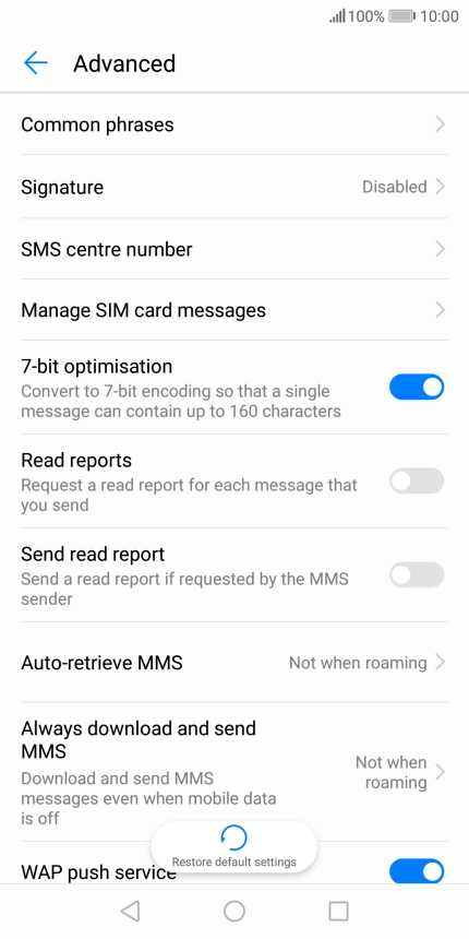 Press SMS centre number.