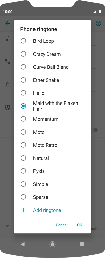Once you've found a ring tone you like, press OK.
