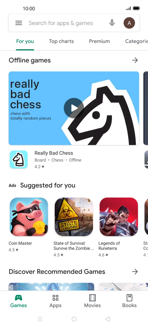 Press the search field.