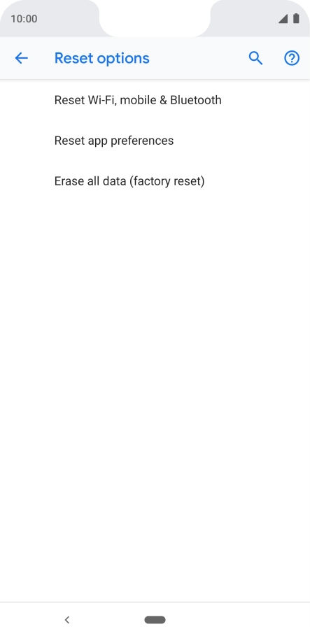 Press Erase all data (factory reset).