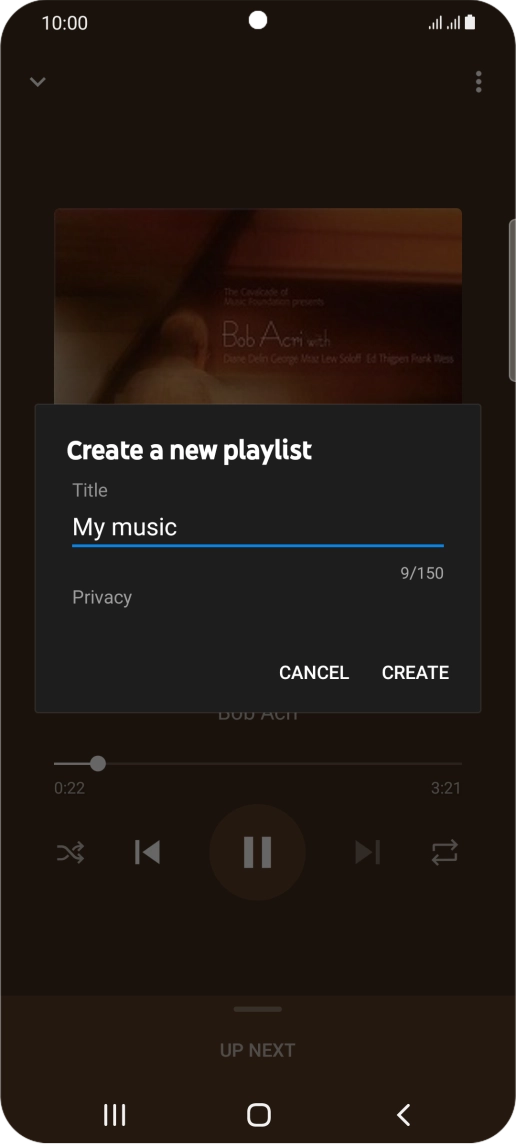 Key in a name for the playlist and press CREATE.