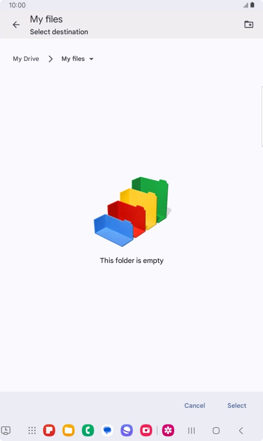 To create a new folder, press the new folder icon and follow the instructions on the screen to create a new folder.