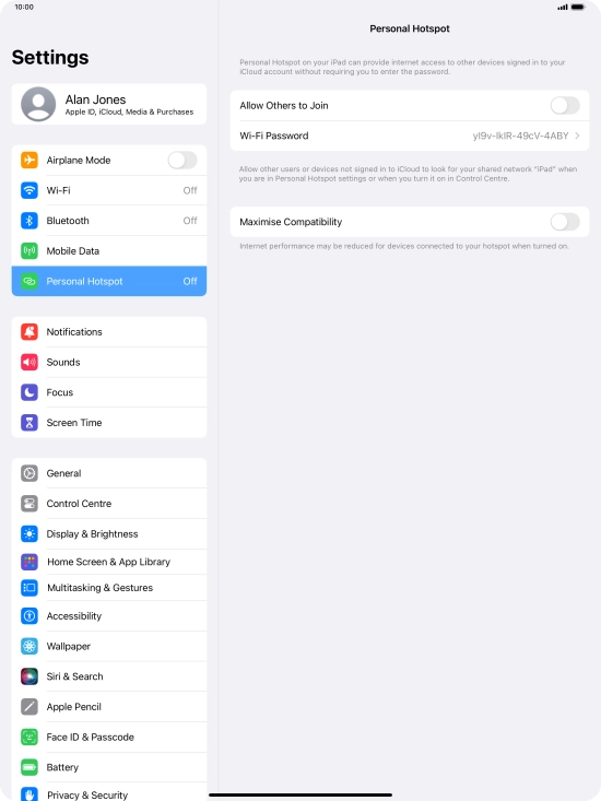 Press Wi-Fi Password and key in the required password.