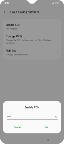 Key in the PIN2 and press the confirm icon. The default PIN2 is 0000.