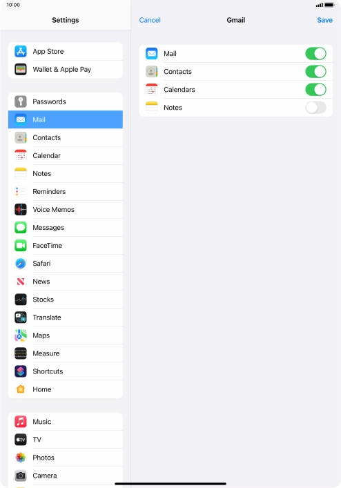 If this screen is displayed, you email account has been recognised and set up automatically. Follow the instructions on the screen to key in more information and finish setting up your tablet.