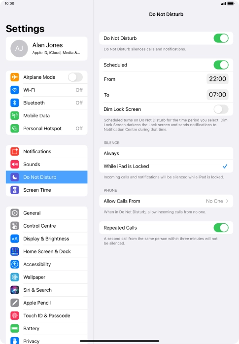 Press the indicator next to 