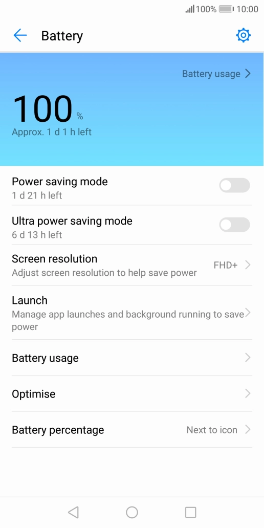 Press the indicator next to the required setting.