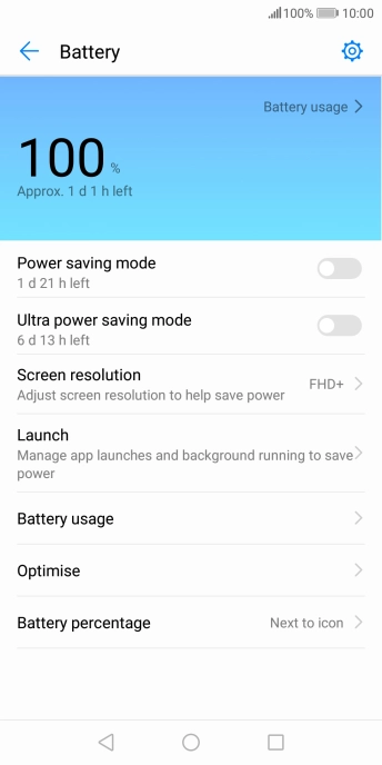 Press the indicator next to the required setting.