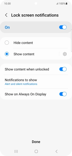 Press the required settings to turn them on or off.
