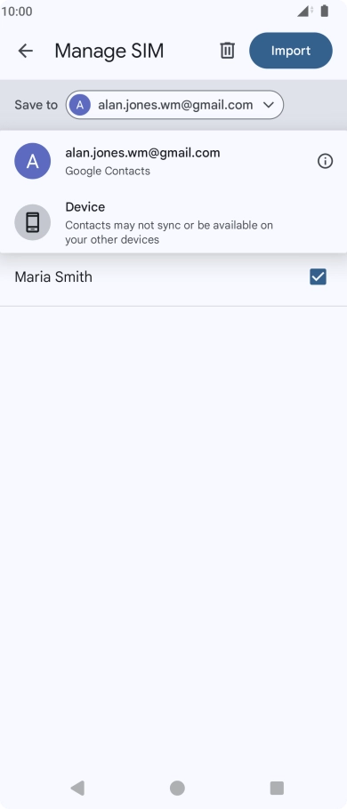 Press the required Google account.