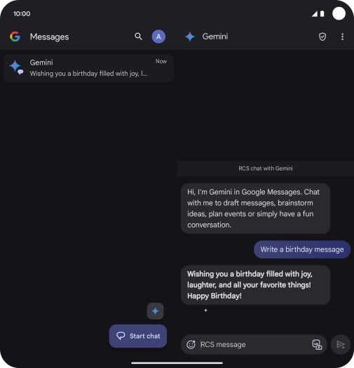 The text suggestion from Gemini is displayed.