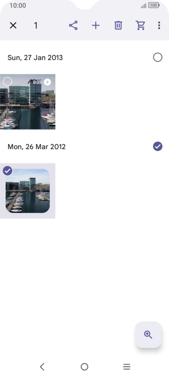 Press the required pictures or video clips to add them.
