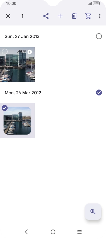 Press the required pictures or video clips to add them.