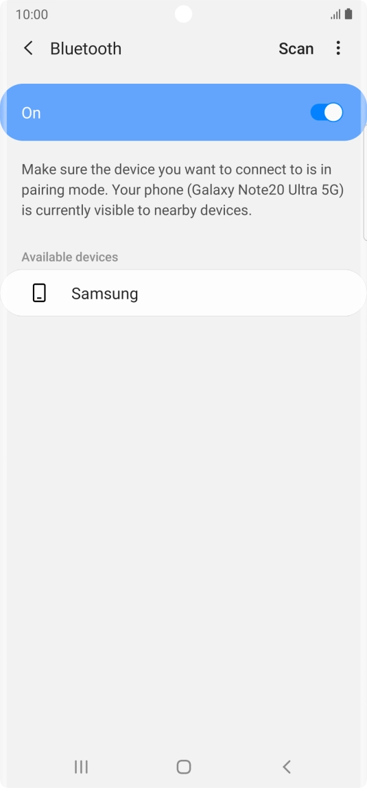 Press the required Bluetooth device and follow the instructions on the screen to pair the device with your phone.