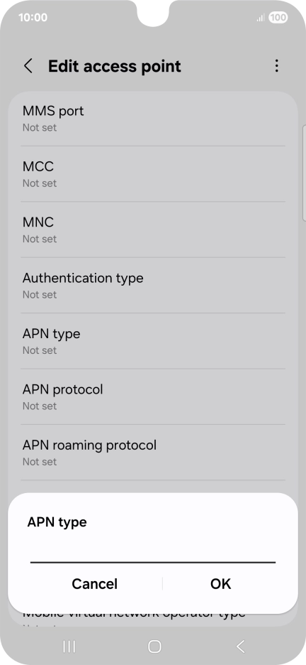 Key in default and press OK.