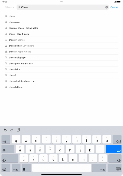 Key in the name or subject of the required app and press enter.