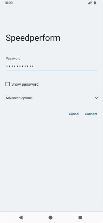Key in the password for the Wi-Fi network and press Connect.