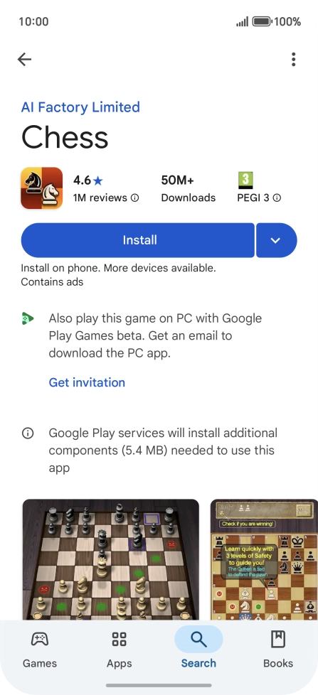 Press Install and follow the instructions on the screen to install the app.