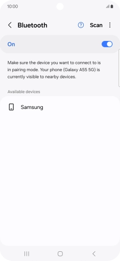 Press the required Bluetooth device and follow the instructions on the screen to pair the device with your phone.