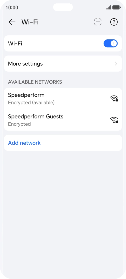 Press the required Wi-Fi network.