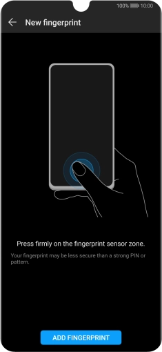 Press ADD FINGERPRINT and follow the instructions on the screen to create the phone lock code using your fingerprint.