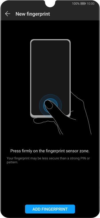 Press ADD FINGERPRINT and follow the instructions on the screen to create the phone lock code using your fingerprint.