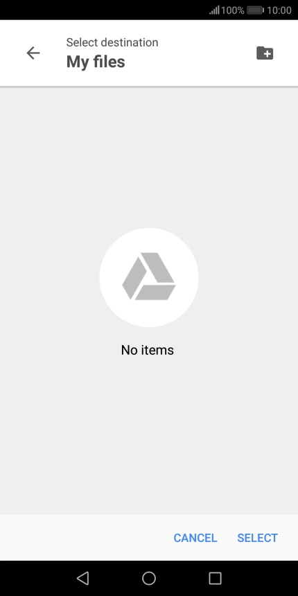 To create a new folder, press the new folder icon and follow the instructions on the screen to create a new folder.