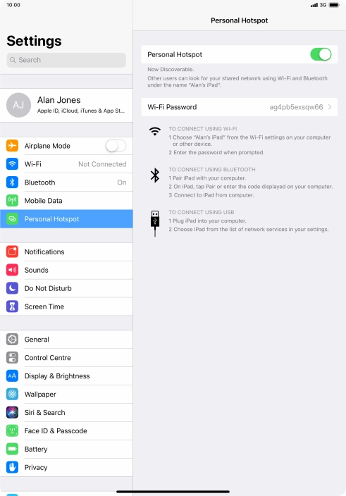 Press Wi-Fi Password and key in the required password.