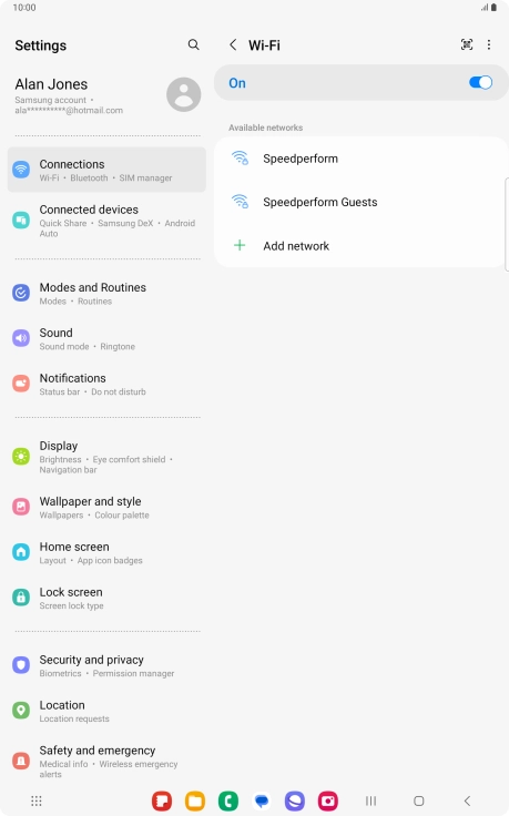 Press the required Wi-Fi network.