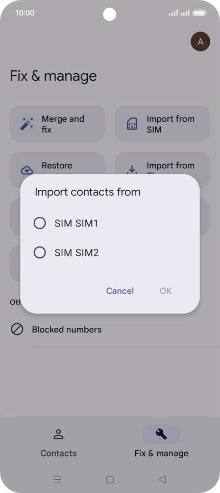 Press the required SIM.