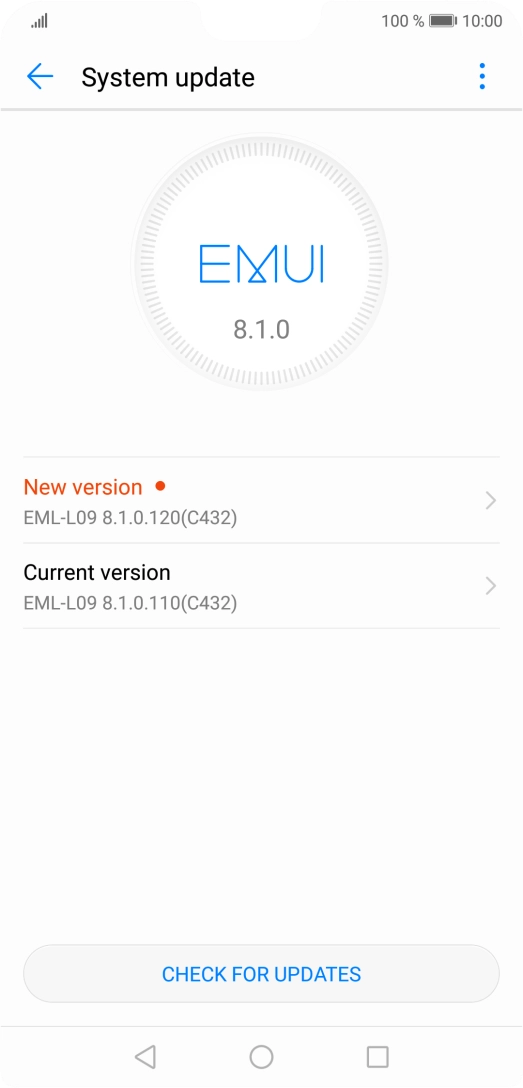 Press CHECK FOR UPDATES. If a new software version is available, it's displayed. Follow the instructions on the screen to update the phone software.