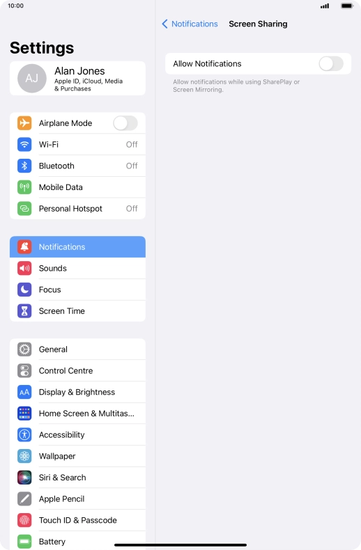 Press the indicator next to 