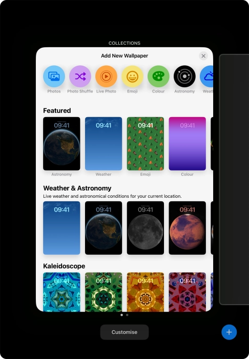 Press the required category and follow the instructions on the screen to select the required background image.