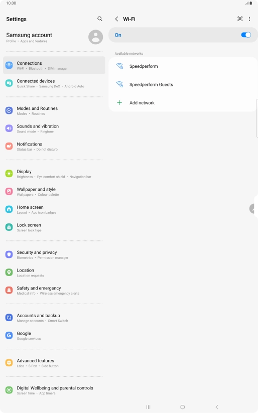 Press the required Wi-Fi network.