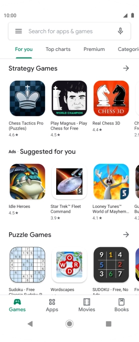 Press the search field.