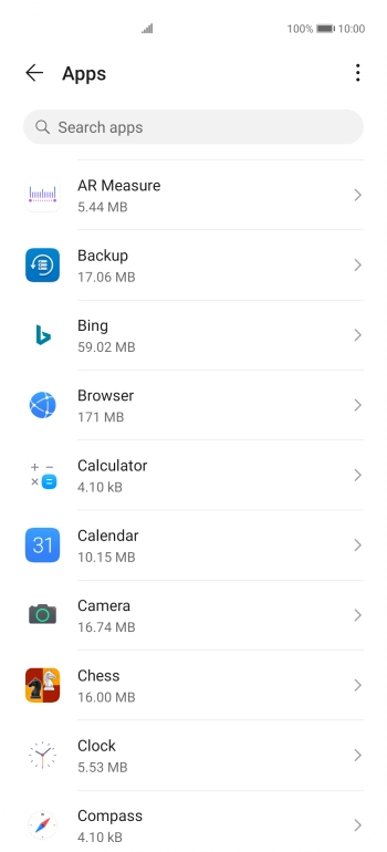 Press the required app.