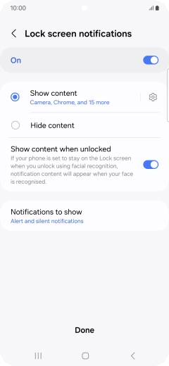 Press the required settings to turn them on or off.